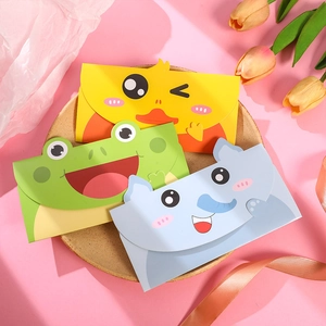 Lot de trois cartes enveloppes animaux mignons avec motifs canard, grenouille et éléphant