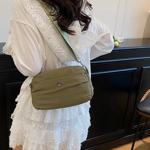 Women Minimalist Nylon Crossbody Bag Multi-Layer Lightweight Shoulder Bag Waterproof Small Square Bag With Metal M Logo