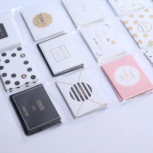 Mini greeting card set with 16 assorted designs featuring gold foil and thank you messages