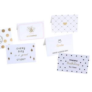 Variety set of minimalist greeting cards with gold heart and birthday wishes