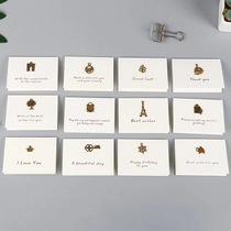 Mini-Geschenkkarten-Set in Elfenbein mit Goldfolien-Icons und festlichen Grüßen