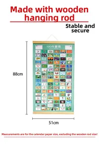 Dettaglio del calendario 100 cose da fare con supporti in legno e misure 88x51cm
