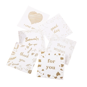 Set of 6 square greeting cards with gold foil lettering and elegant hand-drawn patterns