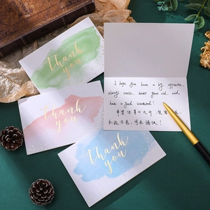 Set of watercolor Thank You cards with gold foil stamping and matching envelopes