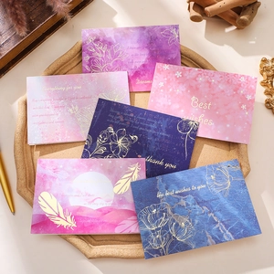 Set of 6 gold-stamped floral greeting cards with envelopes for birthdays and festivals