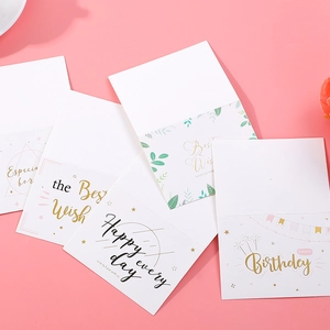 Set di biglietti d'auguri minimalisti con lamina d'oro Happy Birthday e Best Wish