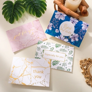 Set of 6 luxury gold foil floral greeting cards with envelopes for teacher's day and birthday