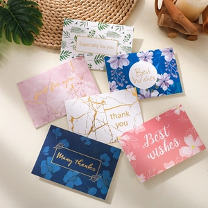 Set of 6 assorted floral greeting cards with gold foil accents and matching envelopes