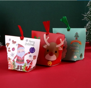 Lot de 3 sacs cadeaux de Noël avec motifs de renne et rubans en soie élégants