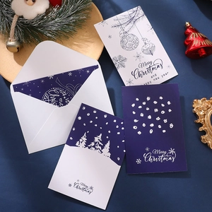 Set of 6 vintage Christmas greeting cards with envelopes featuring hand-drawn holiday designs