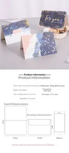 Detailed size specifications for gold foil greeting cards with matching envelopes
