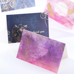 Greeting cards set with gold foil floral designs and watercolor envelopes for teachers