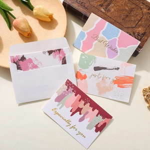 Artistieke bedankkaarten set met goudstempel en enveloppen voor geschenken