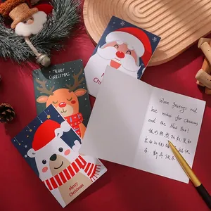 Set of 3 vintage gold-stamped Christmas cards featuring Santa, reindeer, and polar bear