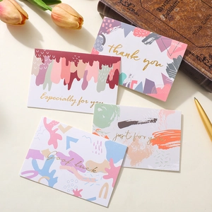 Set van 4 abstracte bedankkaarten met goudstempel en enveloppen voor diverse geschenken