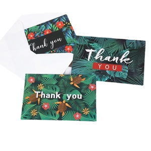 Tropical rainforest thank you card set with turtle and leaf prints with envelopes