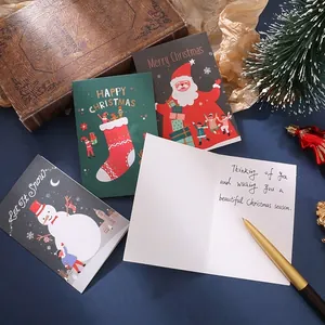 Holiday greeting cards set with Christmas illustrations and Merry Christmas message