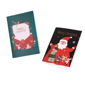 Festive Christmas greeting cards featuring Santa Claus and Merry Christmas envelope designs