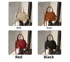 Detailed grid view of chevron quilted crossbody bags in four elegant colors with dual zippers