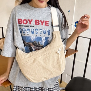 Minimalist Nylon Half Moon Shoulder Bag Large Capacity Casual Crossbody Dumpling Bag For Women Daily Travel Fashion Handbag