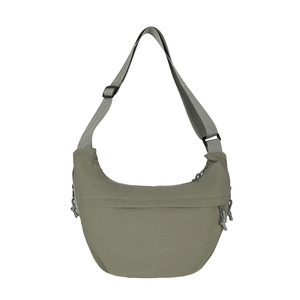 Olive green nylon crescent shoulder bag with adjustable strap for casual daily use