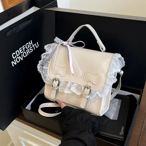Sac À Dos Mini Style Lolita Cuir PU Dentelle Douce Nœud Papillon Décoration Sac À Bandoulière Pour Femmes Style Académie