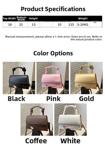 Detailed sizing chart and specifications for small PU leather crossbody square handbag