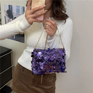 Women Sequin Shoulder Bag Glitter Chain Crossbody Bag Luxury Bling Evening Handbag For Party Wedding Travel Fashion Bags