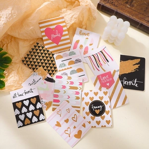 Creative gold stamped birthday greeting cards set with hearts and geometric patterns