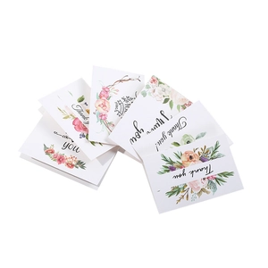 Bedankkaarten set met gouden foliedruk en aquarel bloemmotieven op wit karton