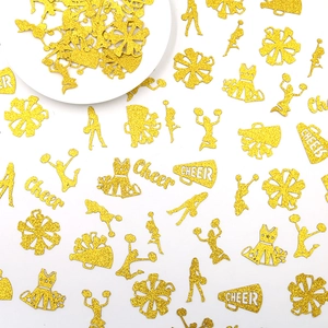 Golden glitter cheerleader confetti for sports theme birthday party table decorations