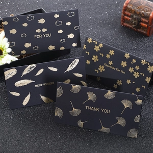 Black Gold Hot Stamping Greeting Cards With Envelopes Set For Valentine's Day Wedding Business Thank You Best Wishes Gift Cards