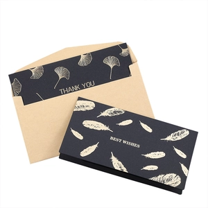 Elegant gold foil thank you greeting cards with kraft envelopes for business or gift
