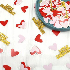 Confettis de Coeur pour la Saint Valentin Paillettes Little Sweetheart Décoration de Table en Carton pour Fête