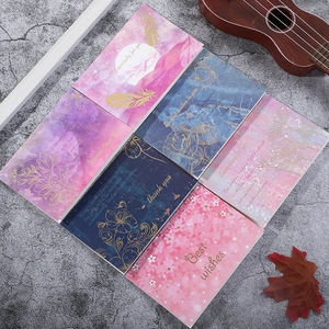 Set de 6 tarjetas de felicitación acuarela con letras en pan de oro y arte floral