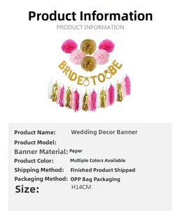 Pink and gold Bride To Be party decor set with paper flower balls and tassels