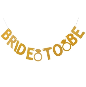 Glitter Bride To Be Banner Ring Sign Paper Flower Pom Poms Tassels Wedding Bridal Shower Party Decoration Pink Gold Tones