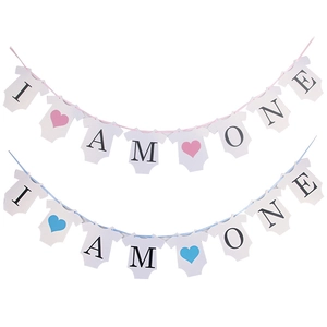 Bannière Premier Anniversaire Papier Forme Body Bébé Lettre I Am One Cœur Guirlande Décoration Fête Accessoire Photo