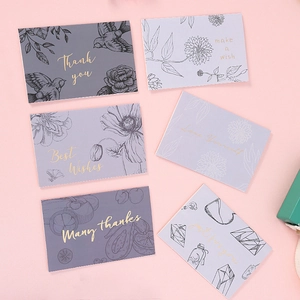 Set de 6 tarjetas de felicitación acuarela con motivos dorados e ilustraciones