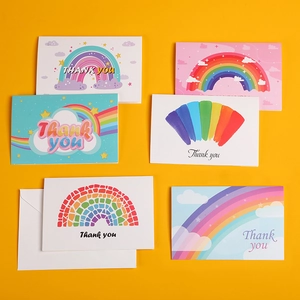 Set de 6 tarjetas de agradecimiento arcoíris con sobres blancos incluidos