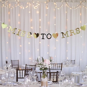 Gold Glitter Miss To Mrs Banner For Wedding Engagement Bridal Shower Party Mirror Paper Bunting Garland Decoration