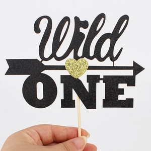 Wild One birthday cake topper with gold heart and arrow detail for first party