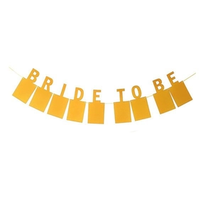 Gold glitter Bride To Be banner with photo clips for wedding and bridal shower decor