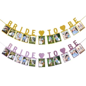 Bride To Be Photo Banner Bunting Glitter Paper Hanging Photo Frames For Wedding Bridal Shower Engagement Party Decor