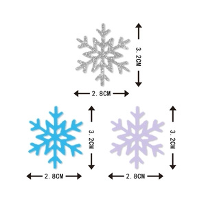 3D snowflake confetti set in silver, blue, and purple for winter party decorations