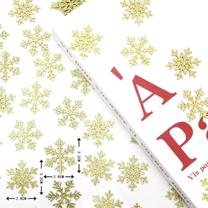 Confeti de copos de nieve dorados con purpurina de 3,2cm y 2,8cm para decoración navideña
