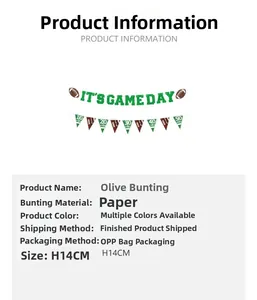 Detail of It's Game Day football banner showing paper material and 14cm height