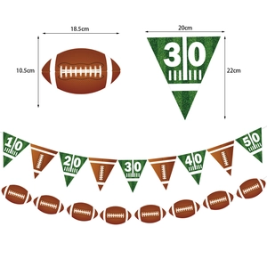 Kit de Decoración de Fiesta de Fútbol Americano Cartel de Papel Espirales Colgantes Cake Topper para Super Bowl Cumpleaños Deportivo