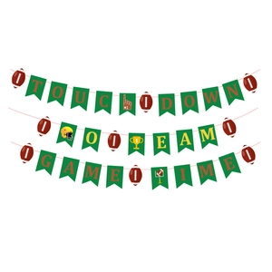 Super Bowl American Football Party Banner Set Touchdown Go Team Game Time Paper Pull Flag Sports Fan Event Atmosphere Decor