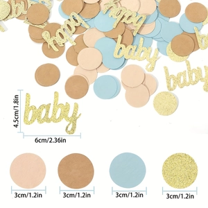100pcs Baby Shower confetti with gold glitter letters and round circles for party decor
